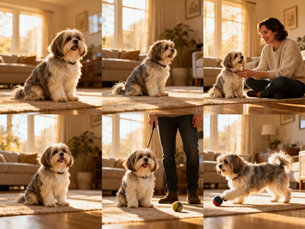6 Training for Havanese Dog Owners in a home setting warm natural light candid lifestyle shot