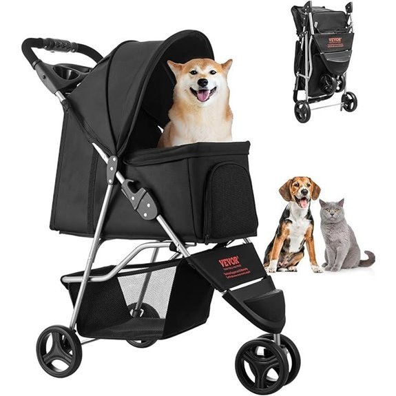 VEVOR Pet Stroller: Foldable 35 lb Cart with Cup Holders