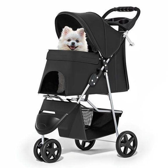 MoNiBloom Foldable Pet Stroller with Storage Basket